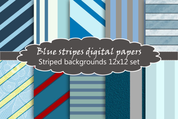 Blue Stripes Digital Papers