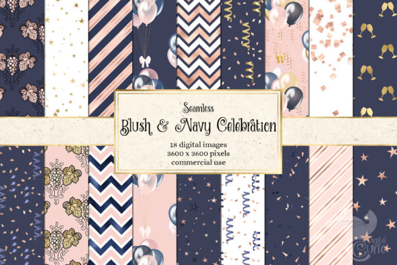 Blush and Navy Celebration Digital Paper: A Versatile Asset for Creative Projects