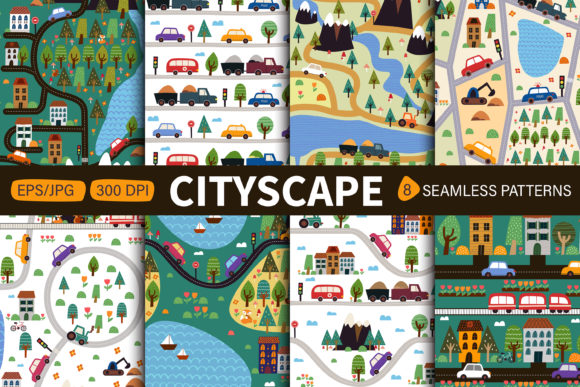 Childish Seamless Pattern with Cityscape: A Versatile Design Asset for Creative Projects