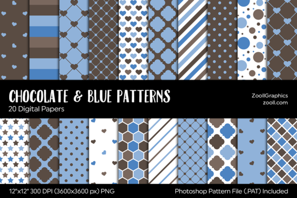 Chocolate and Blue Digital Papers: A Versatile Creative Resource for Modern Designers