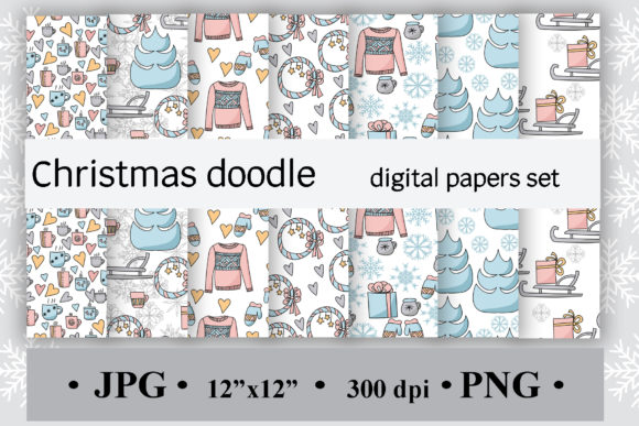 Christmas Doodles Digital Paper