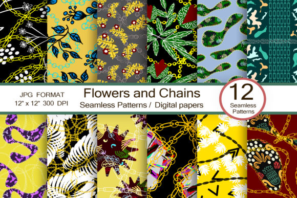 Flowers and Chains Designs for Scrapbooking