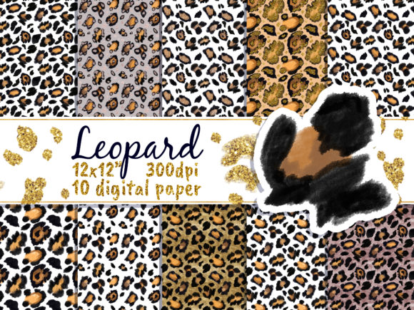 Leopard Gold Digital Paper Pack