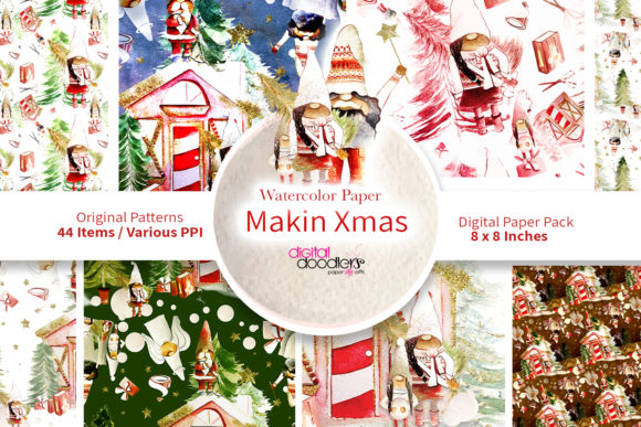 Makin Xmas Watercolor Gnome Paper: A Creative Resource for Digital Designers
