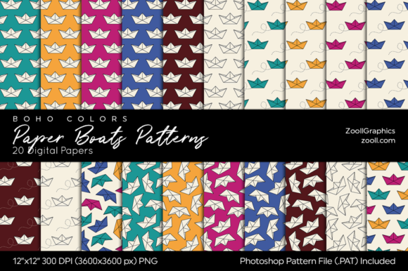 Paper Boats Boho Digital Papers