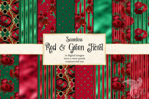 Red and Green Floral Digital Paper: A Festive Design Essential for Creative Projects