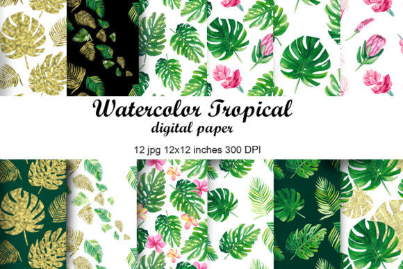 Watercolor Tropical Leaves Digital Paper: A Creative Resource for Designers and Artists
