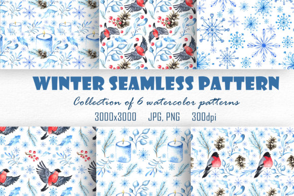 Winter Watercolor Seamless Pattern